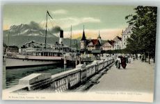 6000 Luzern Lucerne Foto AK Schweizerhofquai Hafen Dampfer