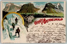 3818 Grindelwald 1898 Gebrauchsspuren Bergsteiger Lithographie
