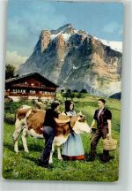 Bergbauern in Tracht mit Kuh Tracht Schweiz 1913