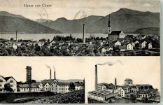 6330 Cham 1909 Foto AK Fabrik Kirche