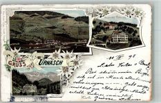 9107 Urnäsch 1898 Lithographie Hotel Kuranstalt Fraternite
