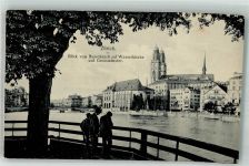 8000 Zürich Foto AK Wasser- Kirche Großmünster