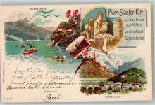 3800 Interlaken 1898 Lithographie Brienzer See Werbung Plüss Staufer Kitt