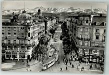 8000 Zürich 1951 Foto AK Hotel Geschäft Straße Bahnhofstrasse