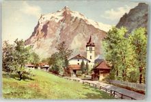 3818 Grindelwald Künstlerkarte sign. Josy Kirche Wetterhorn