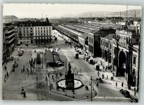 8000 Zürich Foto AK Bahnhofsplatz Auto Denkmal Straßenbahn