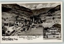 9650 Nesslau Foto AK Bahnhof Gasthaus Pension zur Post