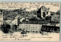 1000 Lausanne Losanna 1904 Foto AK Schloss Place du tunnel