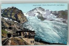 Jungfraubahn Foto AK Zahnradbahn Jungfraubahn Bahnhof Eigergletscher