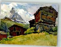 3920 Zermatt Künstlerkarte Matterhorn