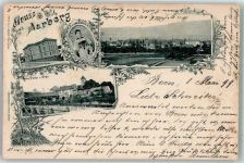 3270 Aarberg 1899 Foto AK Tracht Schulhaus Kirche Alte Brücke