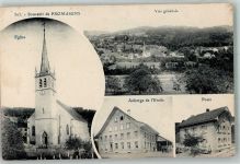 1673 Promasens 1910 Foto AK Postamt Pension d l´Etoile Kirche