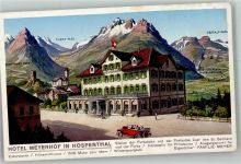 6493 Hospental FOTO KEINE AK Auto Hotel Meyerhof Burg Ruine Kirche Gotthardpass Furka Pass
