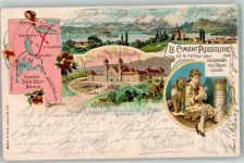 8840 Einsiedeln 1905 Lithographie Kloster Maria Einsiedeln Werbung Schweiz.Süd-Ost-Bahn Bahnpost Fröndeberg