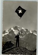 Foto E. Gyger Fahnenschwinger im Berner Oberland Die Jungfrau Motiv Schweiz Foto AK