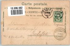 2000 Neuchâtel Neuenburg 1900 Gebrauchsspuren Winterlithographie beschnitten