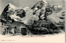 Jungfraubahn Foto AK Zahnradbahn Jungfaubahn Bahnhof Wengernalp Eiger Mönch