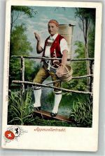Mann mit Pfeife in Appenzeller Tracht Verlag Guggenheim & Co. 10291 Tracht Schweiz