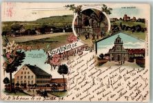 4115 Mariastein 1898 Lithographie Hotel de la Croix Kirche Felsenkapelle Burg Ruine Landskron