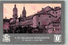 9000 St. Gallen S. Gallo Lithographie / Künstlerkarte Kirche IX, St.Gallischer Katholikentag 1908
