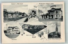 9240 Uzwil 1908 Foto AK Bahnhof Hotel Buchdruckerei Küng und Fischer Ev. Kirche Schule