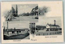 3210 Kerzers Foto AK Konserven- Fabrik Bahnhof und Gasthaus