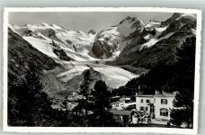 7504 Pontresina 1956 Foto AK Gasthaus Hotel Morteratsch