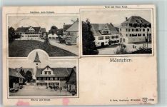 8560 Märstetten 1903 Foto AK Gasthaus zum Ochsen Postamt Haus Koch Kirche Gasthaus Rössli