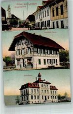 3297 Leuzigen 1910 Foto AK Straßenpartie Handlung Kunz Schulhaus