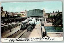 8000 Zürich 1903 Foto AK Bahnhof Dampflokomotive