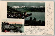 3653 Oberhofen am Thunersee 1904 Foto AK Hotel Kurhaus Victoria Bahnpost Zug 2616 Nr. 30