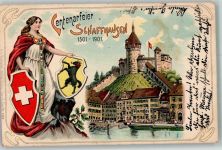 Schaffhausen Sciaffusa Helvetia Centarfeier 1501-1901 Burg Helvetia 1904 Lithographie