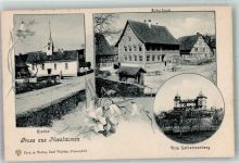 8537 Nussbaumen TG 1903 Foto AK Kirche Schulhaus Villa Katharinenberg Bahnpost Zug 157