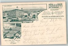 1200 Genève Genf Lithographie Postamt Straßenbahn Hotel de la Poste