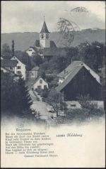 1920 - Kilchberg, Kirche, eine dahinführende Straße, Gedicht auf den Ort,Wehrli AG