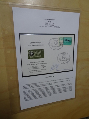 Bund Sonderkarte Fussball WM 1974 Unterschrift Gerd Müller