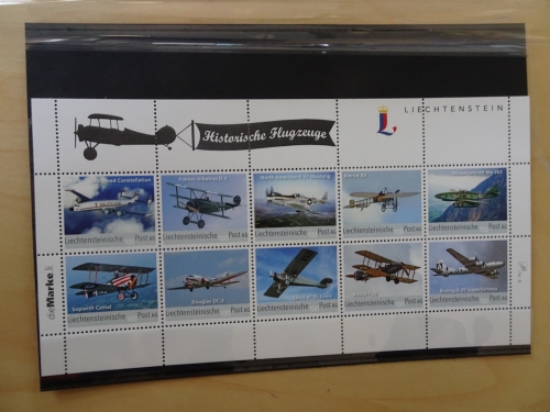 Liechtenstein Kollektionsbogen Flugzeuge 8I-8x