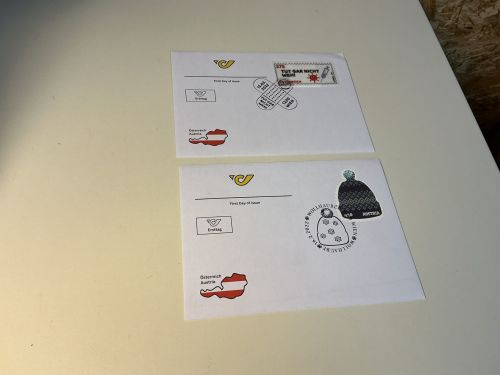 Österreich Wollmütze (Michel 3633)+ Pflaster (Michel 3638) FDC