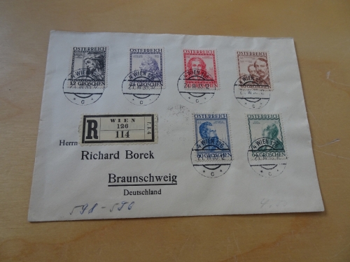 Österrich Michel 591-596 Baumeister auf Satzbrief