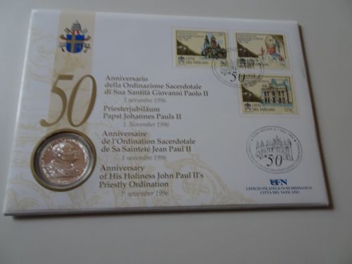 Vatikan Numisbrief 50. Priesterjubiläum 1996