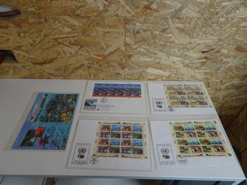 5 verschiedene Kleinbogen FDC UNO Wien Tiere