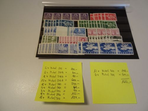 Schweden Lot postfrische Marken 30/40er Jahre 1622 Michel
