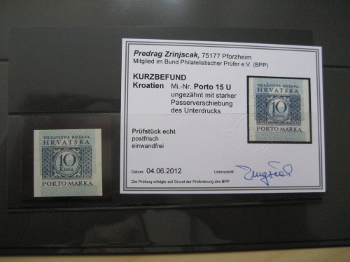 Kroatien Porto 15 U postfrisch mit Kurzbefund