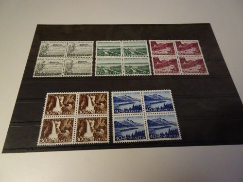 Schweiz Michel 597-601 Pro Patria 1954 Viererblock postfrisch