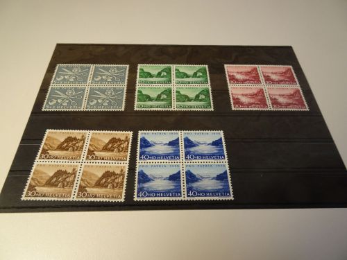 Schweiz Michel 627-631 Pro Patria 1956 Viererblock postfrisch