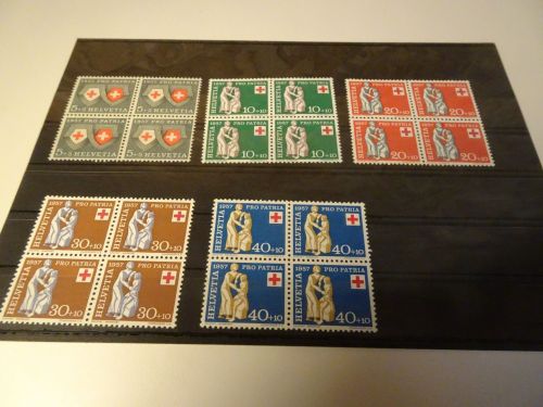 Schweiz Michel 641-645 Pro Patria 1957 Viererblock postfrisch