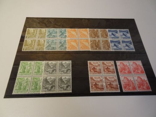 Schweiz Michel 297-305 Viererblocks 7 Werte postfrisch