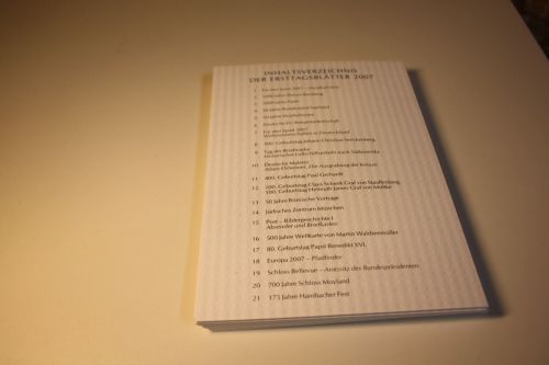 Bund ETB Ersttagsblätter Jahrgang 2007 komplett