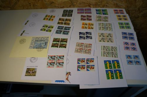 Schweiz Jahrgang 2000 Viererblock FDC fast komplett