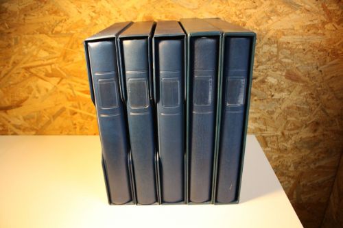5 Lindner Binder blau mit Schuber leer